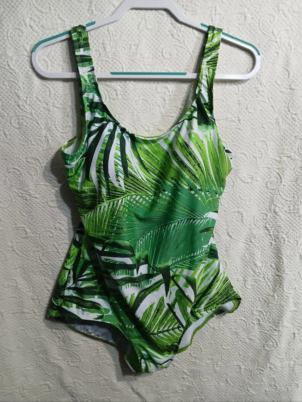 Ms Daisy Swimsuit size 18 Green Leaf Padded  Tropical Scoop One Piece